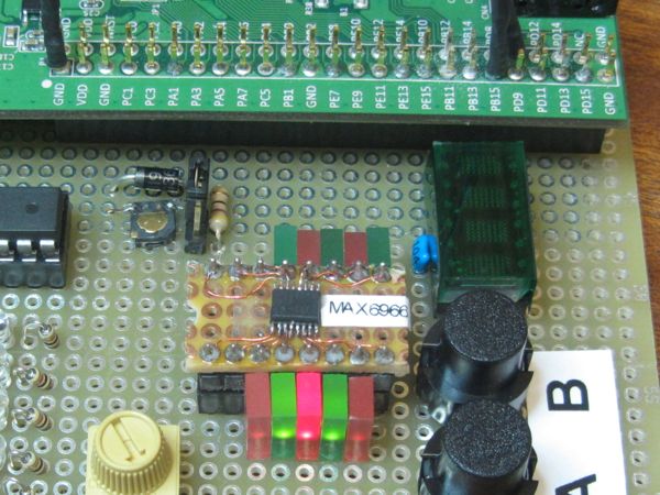 MAX6966 connected to an STM32F4 Discovery for micromouse development
