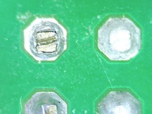 A dry joint on the motor connector for micromouse Decimus 2C