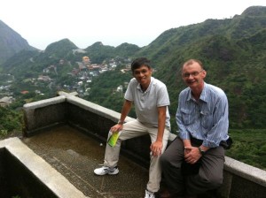 A well-earned rest at at the top of an awful lot of steps over the Gold Museum