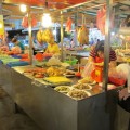 An evening food market near the Chateau de Chine hotel