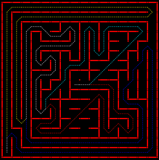 APEC 2016 micromouse maze and main paths.